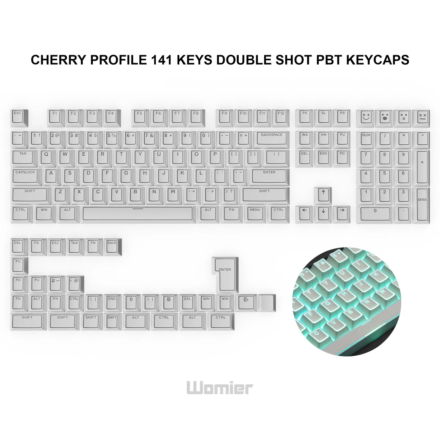 168 Keys Double Shot PBT Keycap Custom WOB Keycap Cherry Profile Keyboard Keycaps for Cherry Gateron MX Switches Gaming Keyboard