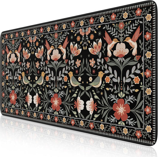Large Mouse Pad for Desk, XXL Desk Pad Mat, Anti-Slip Big Mousepad with Stitched Edges, Keyboard Pad for Computer Desktop(Black)